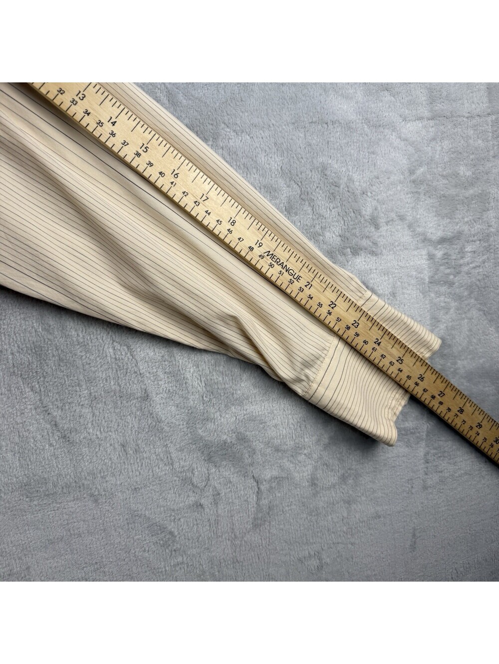 Faconnable Shirt Men M Beige Vertical Stripe Long Sleeve Button Up Causal Preppy - Picture 7 of 11